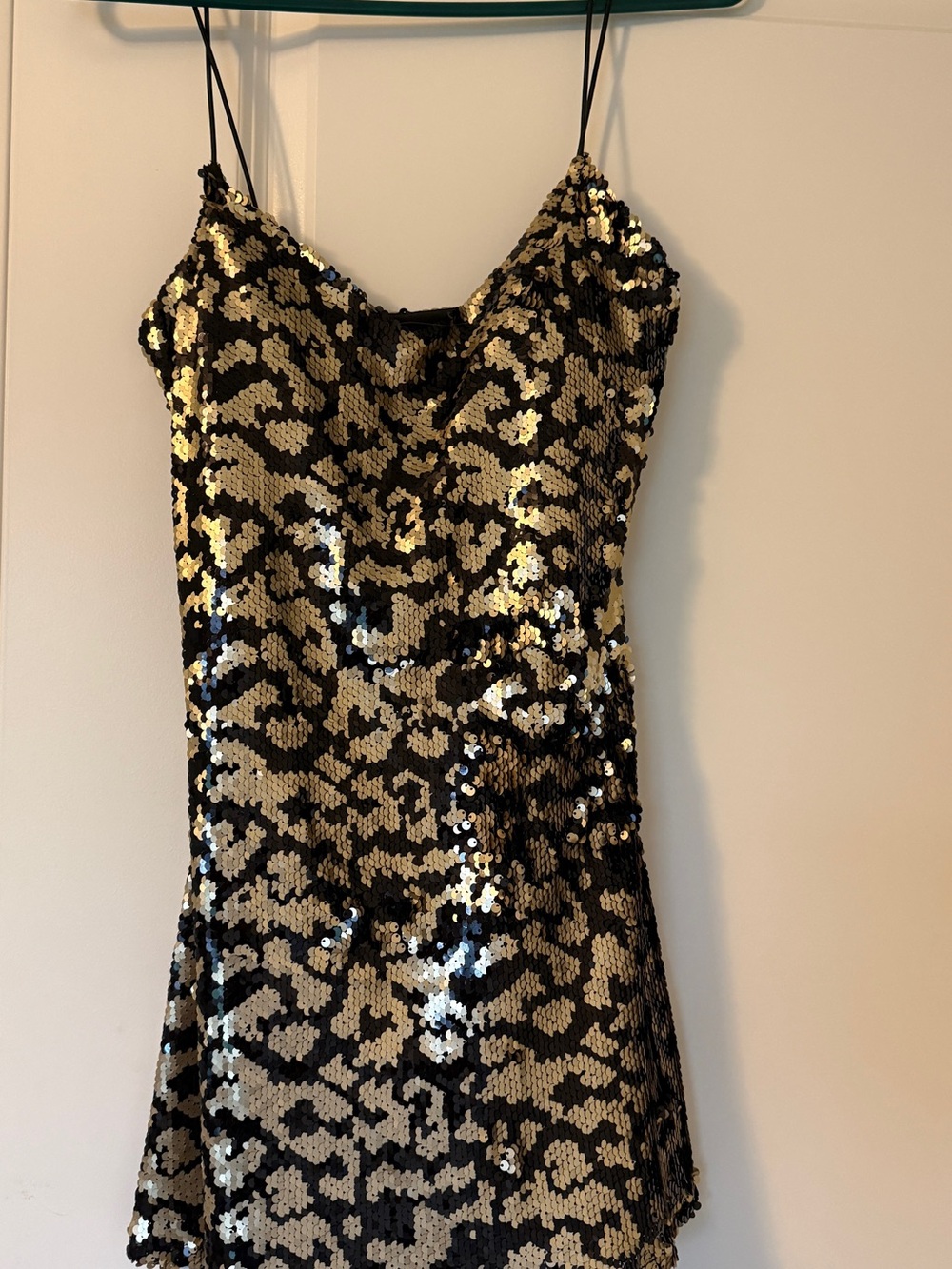 superdown / revolve Gold and Black Sequin Leopard Slip Dress